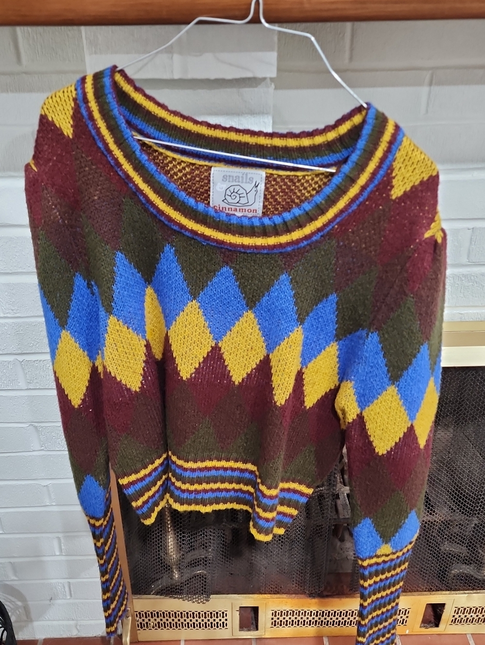 Argyle Crewneck Sweater - Blue, Mustard & Burgundy